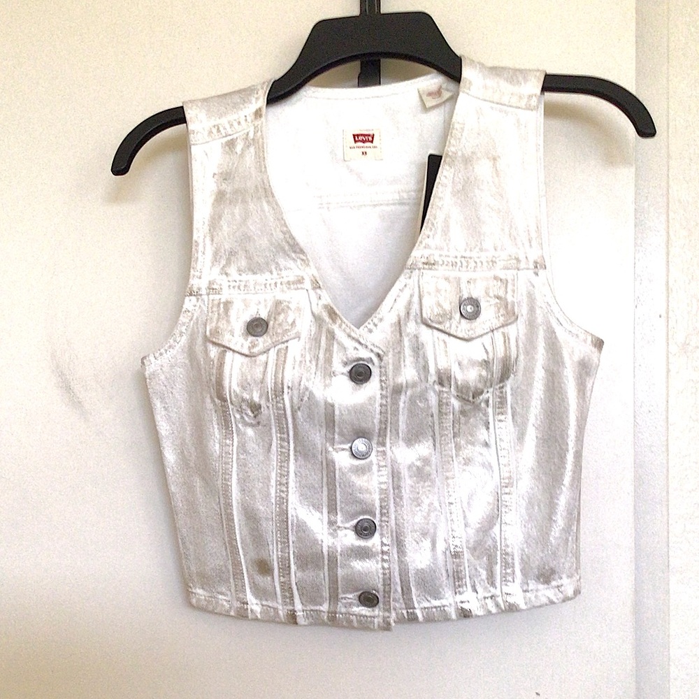 Levi’s White Coated Denim Vest
